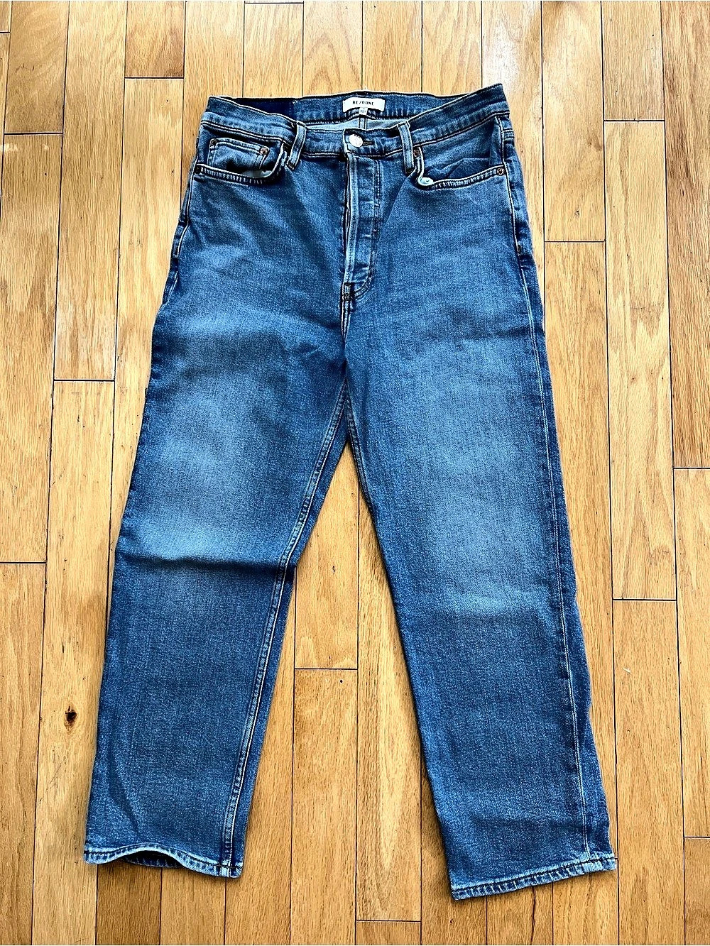 RE/DONE 70s Stove Pipe Jean Straight Leg Jeans Blue Waist 30